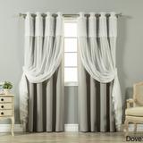 Aurora Home Tulle Sheer with Attached Valance and Solid Blackout 4 piece Curtain Panel Set