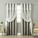 Aurora Home Tulle Sheer with Attached Valance and Solid Blackout 4 piece Curtain Panel Set