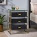 Hoadley Modern Handcrafted 3 Drawer Glass Top Nightstand by Christopher Knight Home