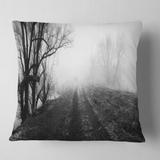 Designart 'Black and White Misty Landscape Panorama' Landscape Printed Throw Pillow