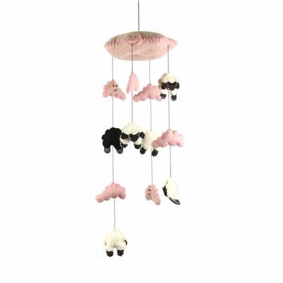 Handmade Felted Wool Counting Sheep Mobile - Global Groove (Nepal)