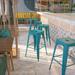 30" High Backless Distressed Metal Indoor-Outdoor Barstool - Patio Chair