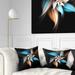 Designart 'Blue Brown Digital Art Fractal Flower' Floral Throw Pillow