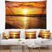 Designart 'Bright Yellow Sunset over Waves' Modern Beach Wall Tapestry