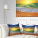 Designart 'Dramatic Seashore Sky in Yellow' Modern Beach Throw Pillow