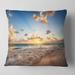 Designart 'Sunrise on Beach of Caribbean Sea' Seashore Throw Pillow