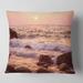 Designart 'Foam Waves Hitting Rocky Coast' Seashore Throw Pillow