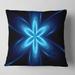 Designart 'Blue Glowing Space Fractal Flower' Flower Throw Pillow