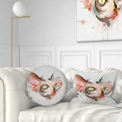 Designart 'Red Faced Cat Watercolor Sketch' Animal Throw Pillow