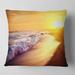 Designart 'Bright Yellow Sky with Foam Waves' Seashore Throw Pillow