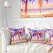 Designart 'Retro Palms Light Blue Watercolor' Trees Painting Throw Pillow
