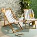 SAFAVIEH Outdoor Living Loren Foldable Sling Chair - Grey / White (Set of 2) - 23.62" W x 41.34" D x 34.25" H