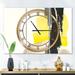 Designart 'Glam Black and Yellow III' Glam 3 Panels Oversized Wall CLock - 36 in. wide x 28 in. high - 3 panels