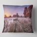 Designart 'Frosty Fall Trees with Red Leaves' Landscape Printed Throw Pillow