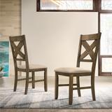 Roundhill Furniture Raven Wood Fabric Upholstered Dining Chair (Set of 2)