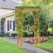 Outsunny 7' Wood Steel Outdoor Garden Arched Trellis Arbor with Natural Fir Wood & Side Panel for Climbing Vines