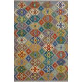 Kilim Buck Gray/Beige Hand-Woven Wool Rug -6'8 x 9'6 - 6 ft. 8 in. X 9 ft. 6 in. - 6 ft. 8 in. X 9 ft. 6 in.