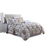 Lyon 6 Piece Floral Queen Comforter Set with Shirring The Urban Port, Beige and Brown