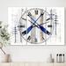 Designart 'The Blue Moose - Oars' Oversized Cottage Wall Clock - 3 Panels - 36 in. wide x 28 in. high - 3 Panels