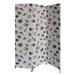 71 Inch 3 Panel Fabric Room Divider with Seashell Print, Blue