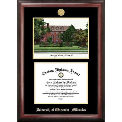 University of Wisconsin, Milwaukee 10w x 8h Gold Embossed Diploma Frame with Campus Images Lithograph