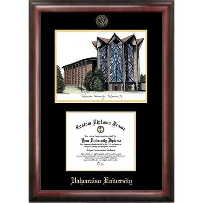 Valparaiso University 10w x 8h Gold Embossed Diploma Frame with Campus Images Lithograph