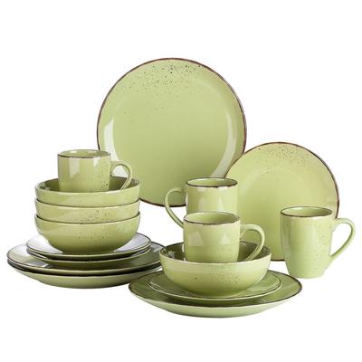 Service for 4 16-Piece Yellow-white porcelain  Dinnerware Set 