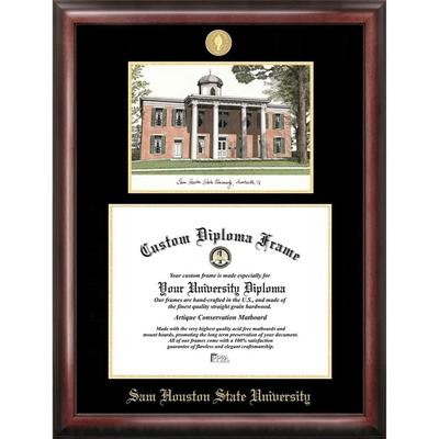 Sam Houston State 14w x 11h Gold Embossed Diploma Frame with Campus Images Lithograph