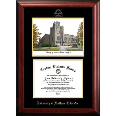 University of Northern Colorado 10w x 8h Gold Embossed Diploma Frame with Campus Images Lithograph