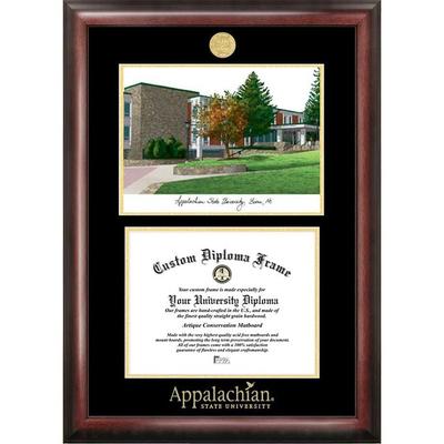 Appalachian State University 11w x 8.5h Gold Embossed Diploma Frame with Campus Images Lithograph