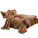 Kamet 3 Piece Fabric Full Size Bedspread Set with Floral Prints, Multicolor