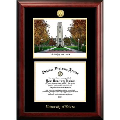 University of Toledo 10w x 8h Gold Embossed Diploma Frame with Campus Images Lithograph