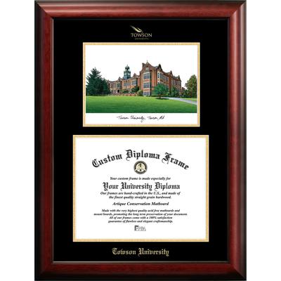 Towson University 14w x 11h Gold Embossed Diploma Frame with Campus Images Lithograph