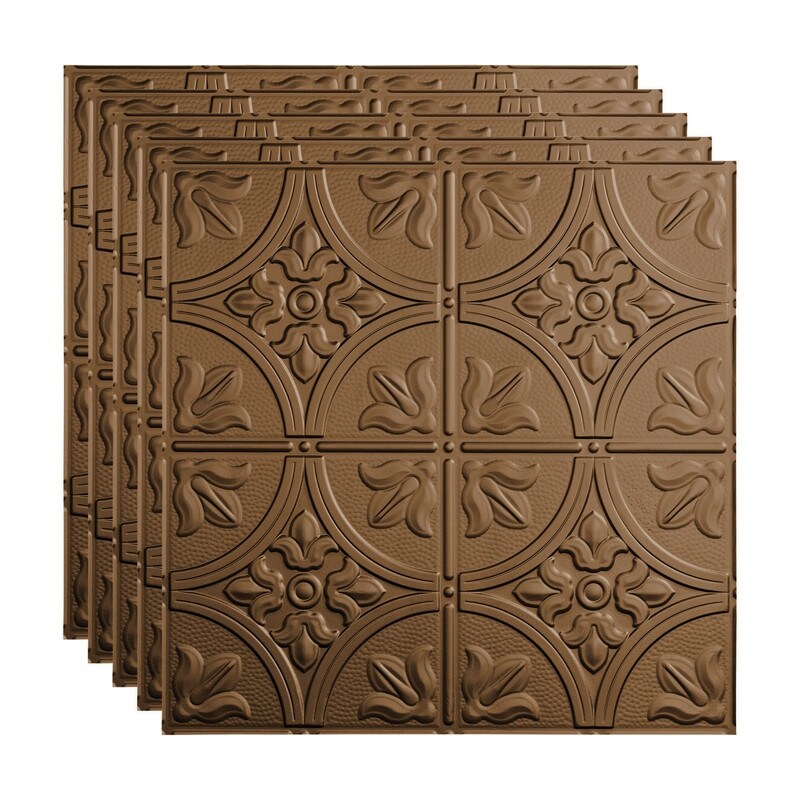 FASÄDE Traditional Style 2 Decorative Vinyl 2ft x 2ft Lay in Ceiling Panel in Argent Bronze (5 Pack)