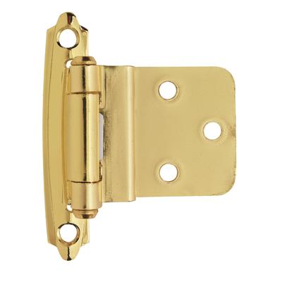 3/8in (10 mm) Inset Self-Closing, Face Mount Polished Brass Hinge - 1 Pair - 2.75