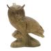 Handmade Focused Owl Wood Sculpture (Indonesia) - 11" H x 8.25" W x 3.9" D