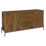 Brown Wood with Iron Metal Accents Sideboard Buffet Cabinet