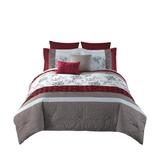 8 Piece King Polyester Comforter Set with Floral Print, Multicolor