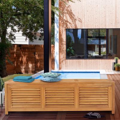 Chic Teak Manhattan Pool and Deck Storage Teak Wood Cushion Box