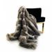 Plutus Gray Two Tone Feather Faux Fur Luxury Throw Blanket