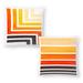 Orange Staggered Stripes and Orange Aztec Pattern - Set of 2 Decorative Pillows