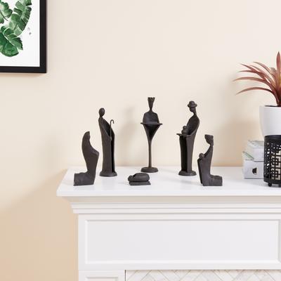 Danya B. Modern 9-Inch Cast Iron Nativity Sculpture Set (6 Figures)