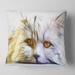 Designart 'Cute White Cat Fractal Illustration' Animal Throw Pillow