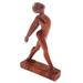 Handmade Wood Statuette, 'Stretching Pose' (Indonesia) - 11.75" H x 7.25" W x 2.2" D