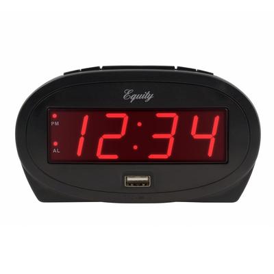 Equity by La Crosse 0.9 In. Red LED alarm clock with USB port