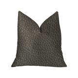 Plutus Modern Black Black Artificial Leather Luxury Throw Pillow