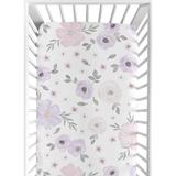 Sweet Jojo Designs Watercolor Floral Collection Lavender/Purple/Pink/Grey/White Fitted Crib Sheet