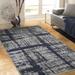 Allstar Rugs Distressed Gray and Charcoal Grey Rectangular Accent Area Rug with Midnight Blue Abstract Design - 4' 11" x 7' 0"