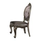 ACME Versailles Side Chair Set of 2 in Silver PU and Antique Platinum