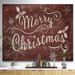 Designart 'Merry Christmas Season Greetings on Red' Print on Natural Pine Wood - Red